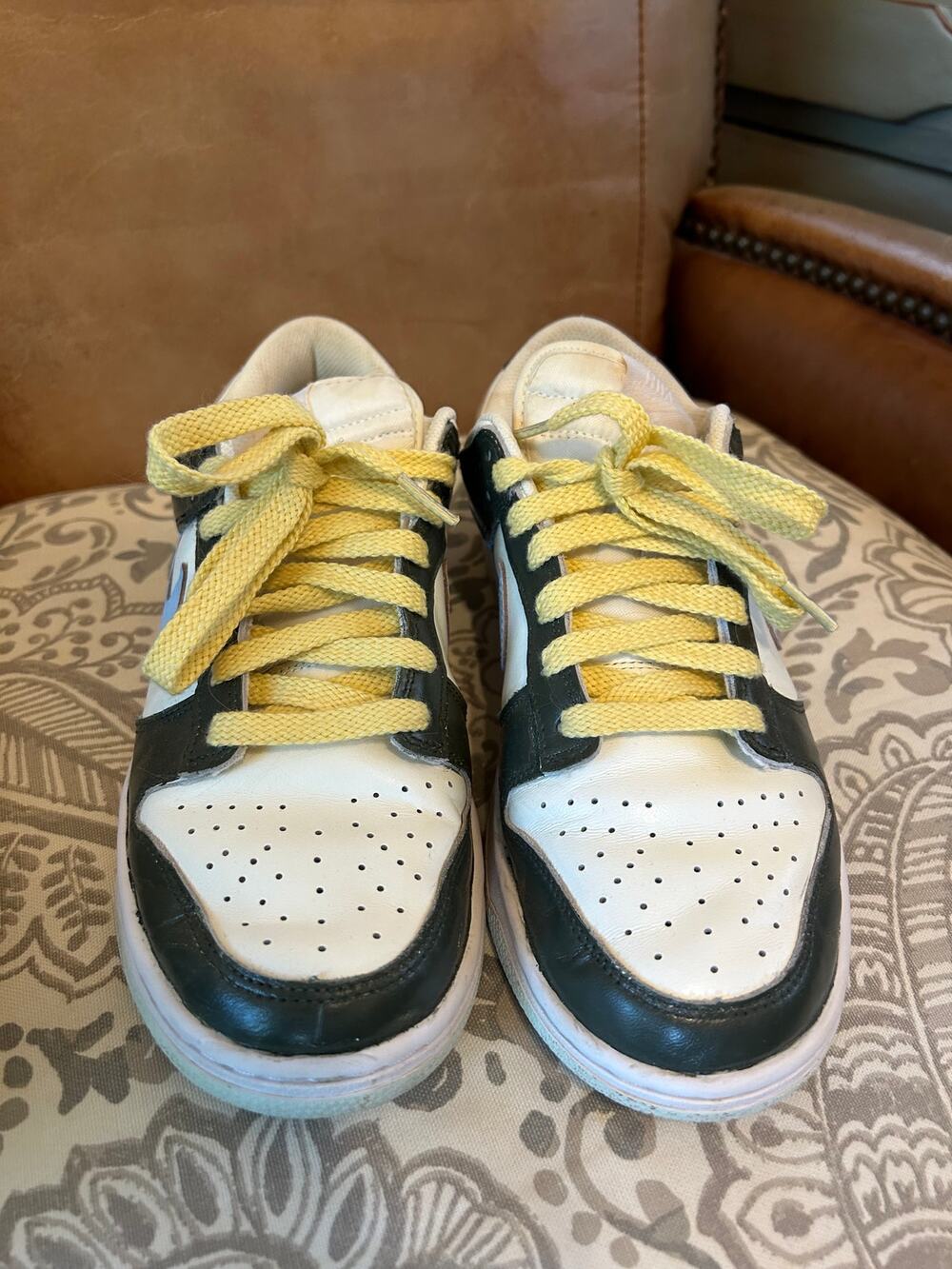 Nike Dunk Low Vintage Navy w/Custom Yellow Laces 9.5 Women's
